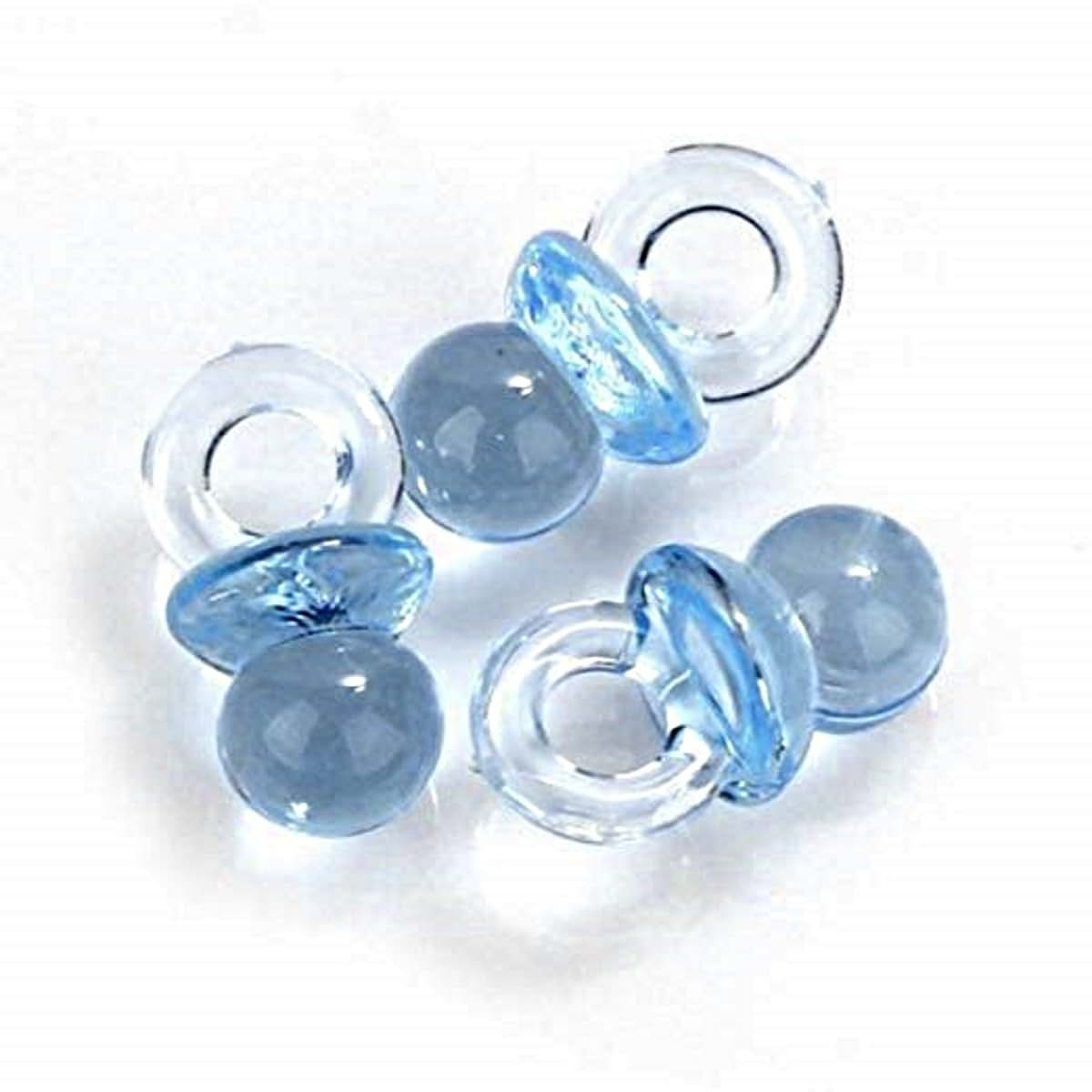 Party Favors Plus 72 Blue Plastic Mini Pacifiers 7/8" Crystal Like