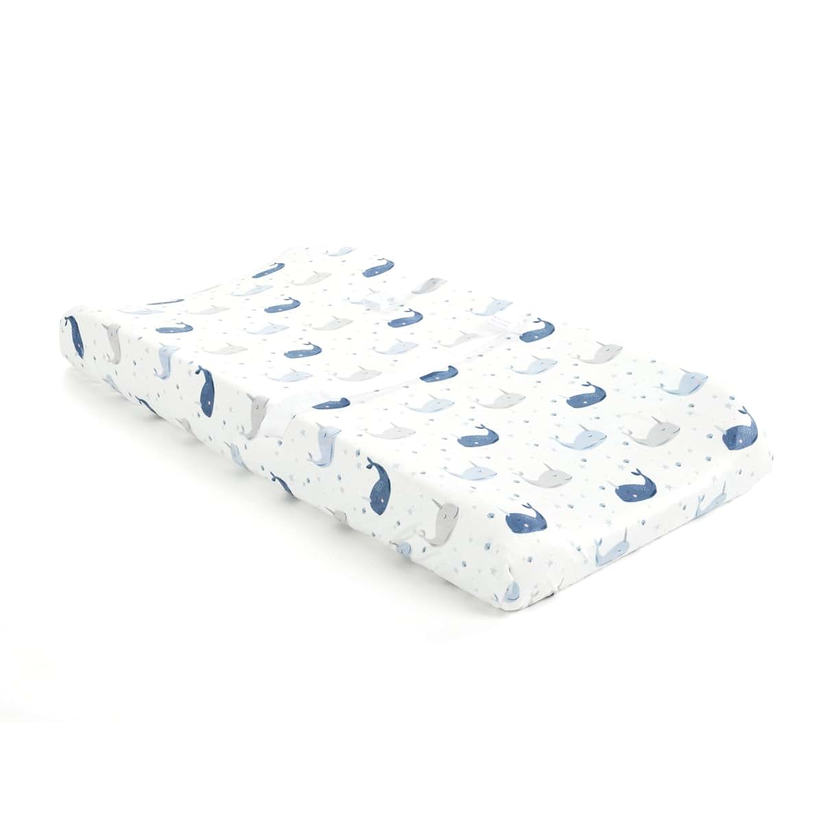 Lush Decor Narwhal Starfish Soft & Plush Changing Pad Cover, 32" x 16" x 5", Blue & Gray