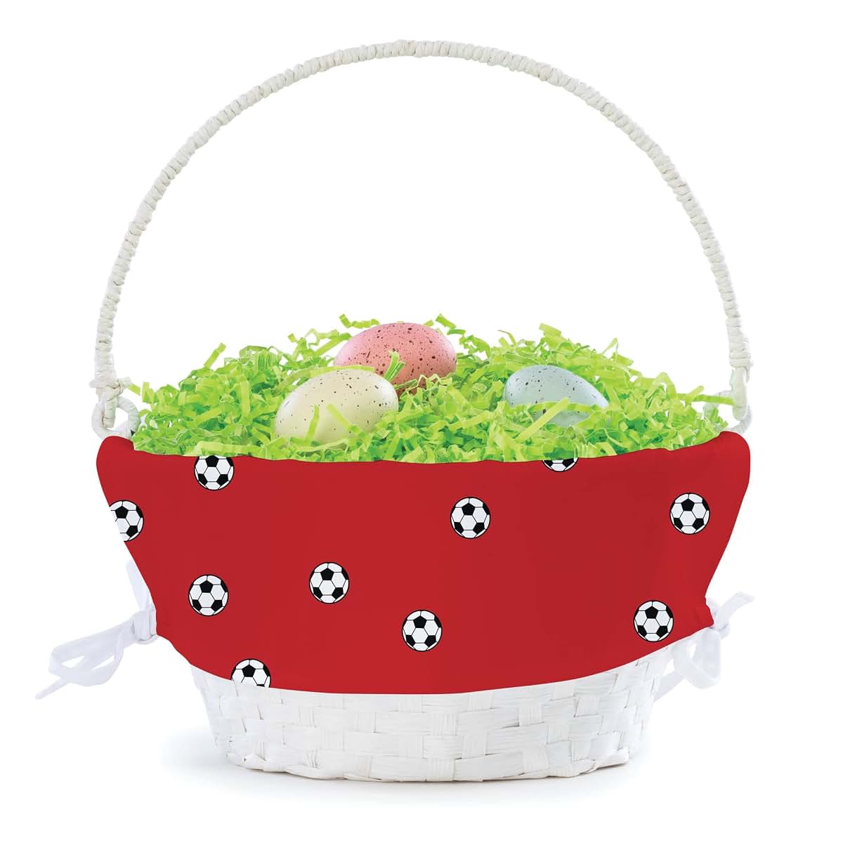 Personalized Planet Personalized Soccer Easter Egg Basket with Handle and Custom Name | Red Easter Basket Liners (photo 4)
