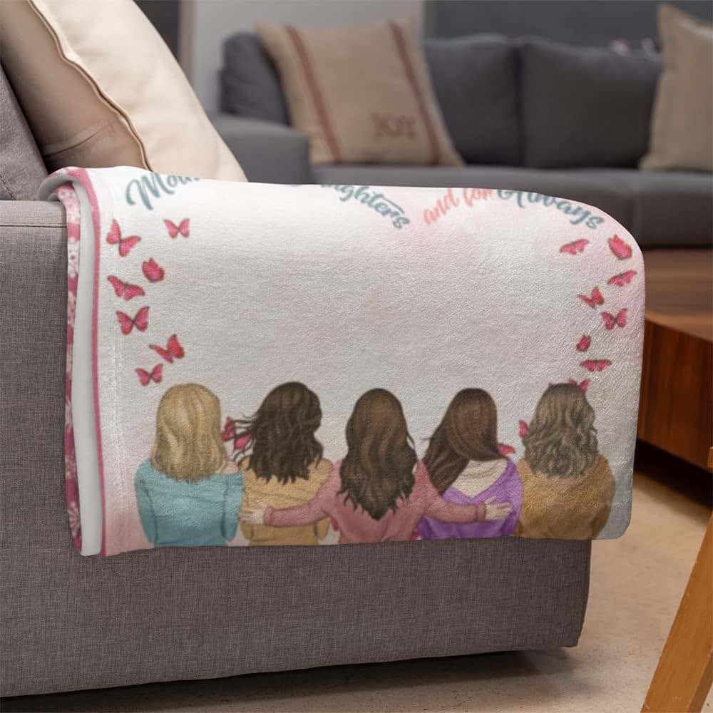 Gossby Custom Blanket with Names Side by Side Or Miles Apart Mother and Daughters Red Background Custom Blanket with (photo 4)