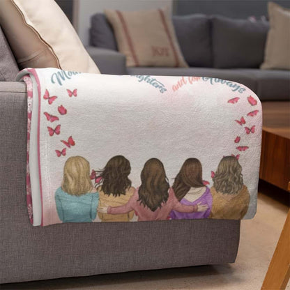 Gossby Custom Blanket with Names Side by Side Or Miles Apart Mother and Daughters Red Background Custom Blanket with (photo 4)