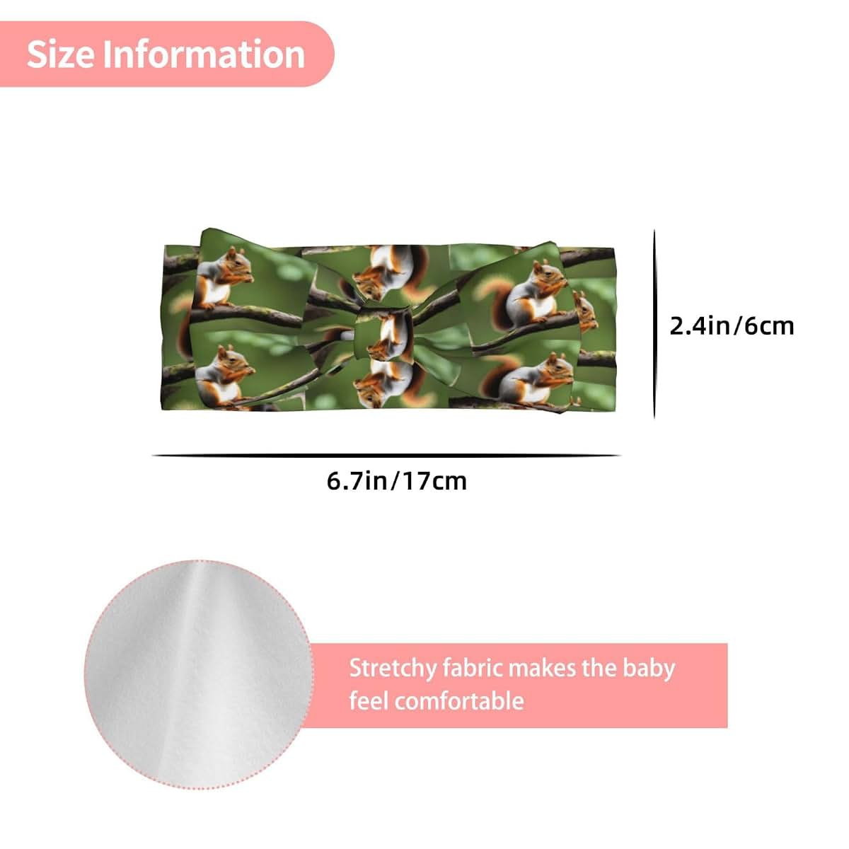 Mjhkxlj Cute Squirrel Picture Baby Bow Headband For Infants And Toddlers (photo 3)