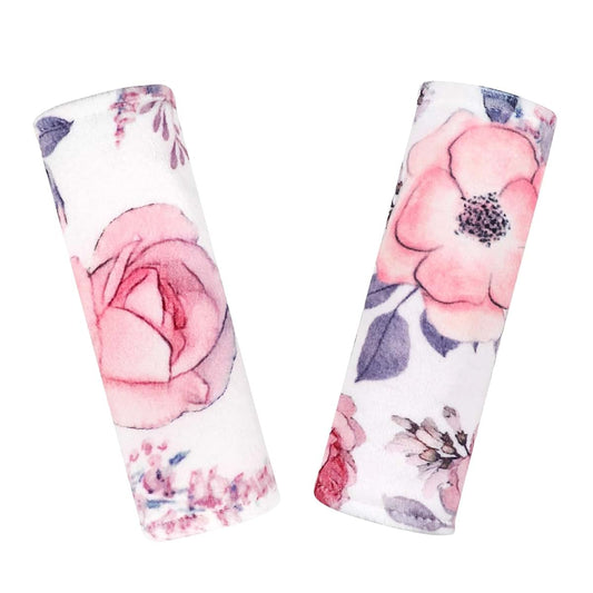 SWESEN Baby Car Seat Strap Covers, Soft Mink Shoulder Pads, Pink Floral