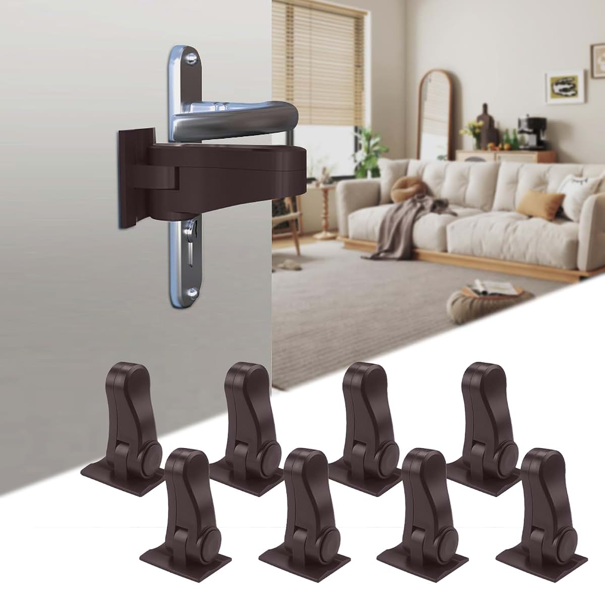 Child Proof Door Lever Locks, 8-Pack Adhesive Handle Locks