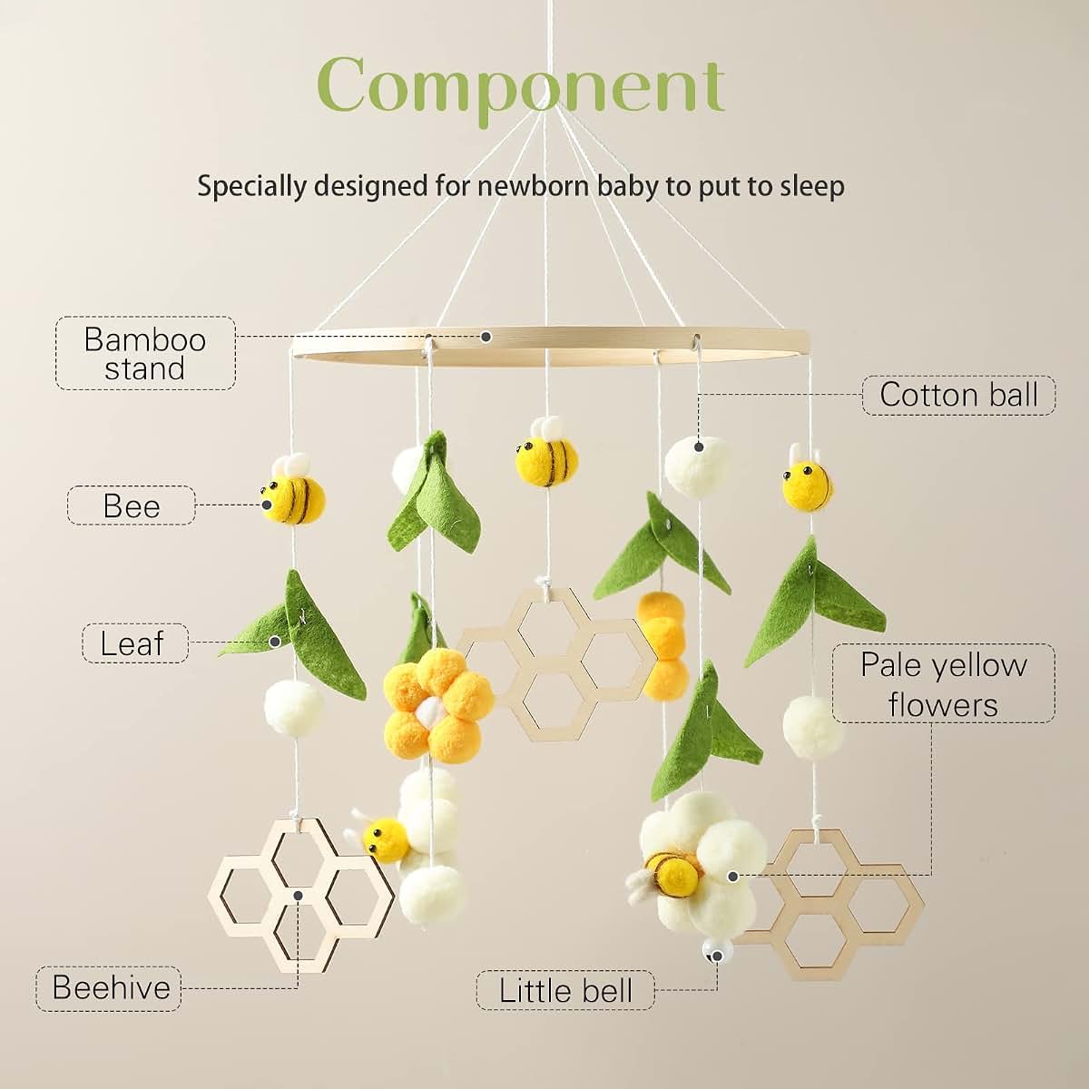 Baby Mobile for Crib Nursery Decor Felt Ball Decoration