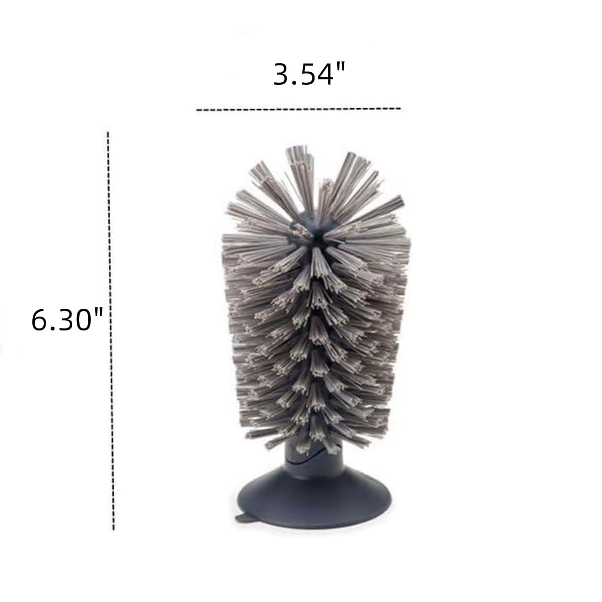 Glass Cleaning Brush with Suction Cup Base, Grey for Bottles Cups & Glassware