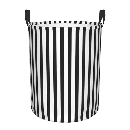 Jipofd Black & White Stripe Printing Personalized Circular Dirty Clothes Hamper