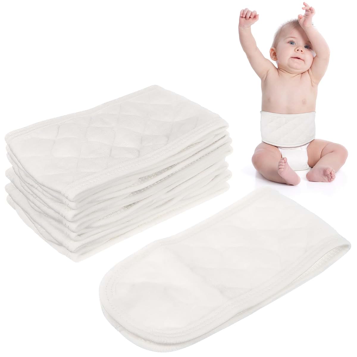 Healeved 8 Pcs Baby Belly Button Band Cotton Umbilical Cord Belt for Newborn 0-12 Months