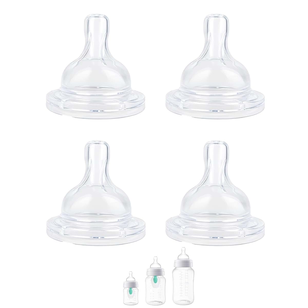 Honeykin Replacement Nipples Compatible with Philips Avent Anti-Colic Baby Bottles, Soft Silicone Baby Bottle Nipples