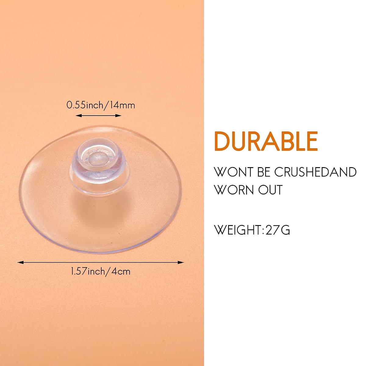 Pasuihcay 100Pcs 40Mm Clear Suction Cup Sucker Mushroom Head Suction Cup Suction, Transparent