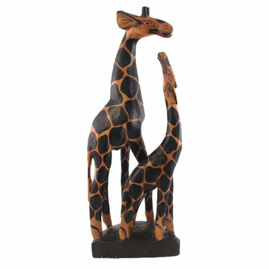 Stoneage Arts Giraffe Mother And Baby Statue In Pattern Finish