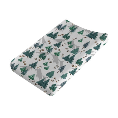 BabyOneStop Forest Animals Changing Pad Cover, 16x32 Inch Stretchy Soft Polyester Sheet