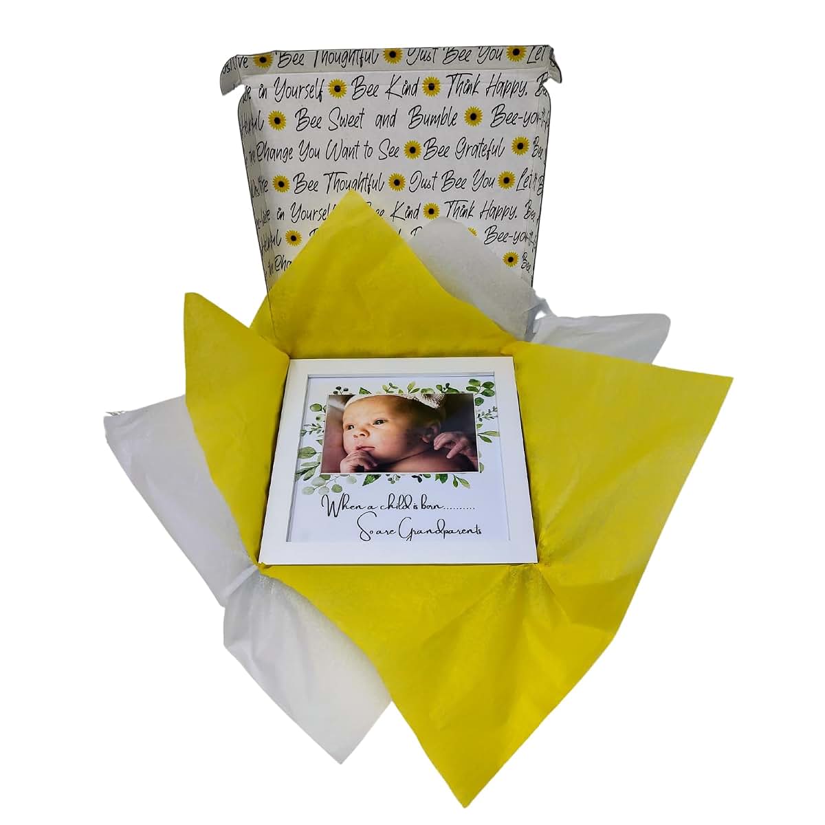 WillaBees First Grandchild Picture Frame White 8x8 Frame Photo for Grandparent Gift