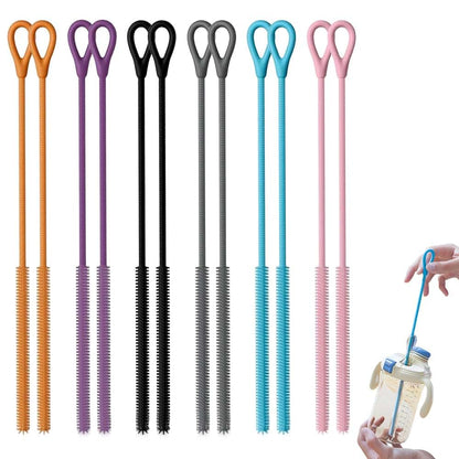 Flexible Silicone Straw Cleaning Brush Set for Bottles and Cups