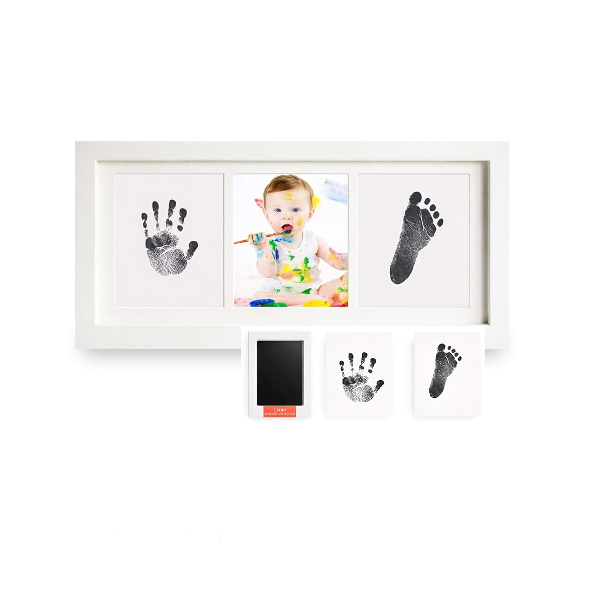 BIZ UK Inkless Baby Hand and Footprint Kit with Display Frame for Newborn Keepsakes