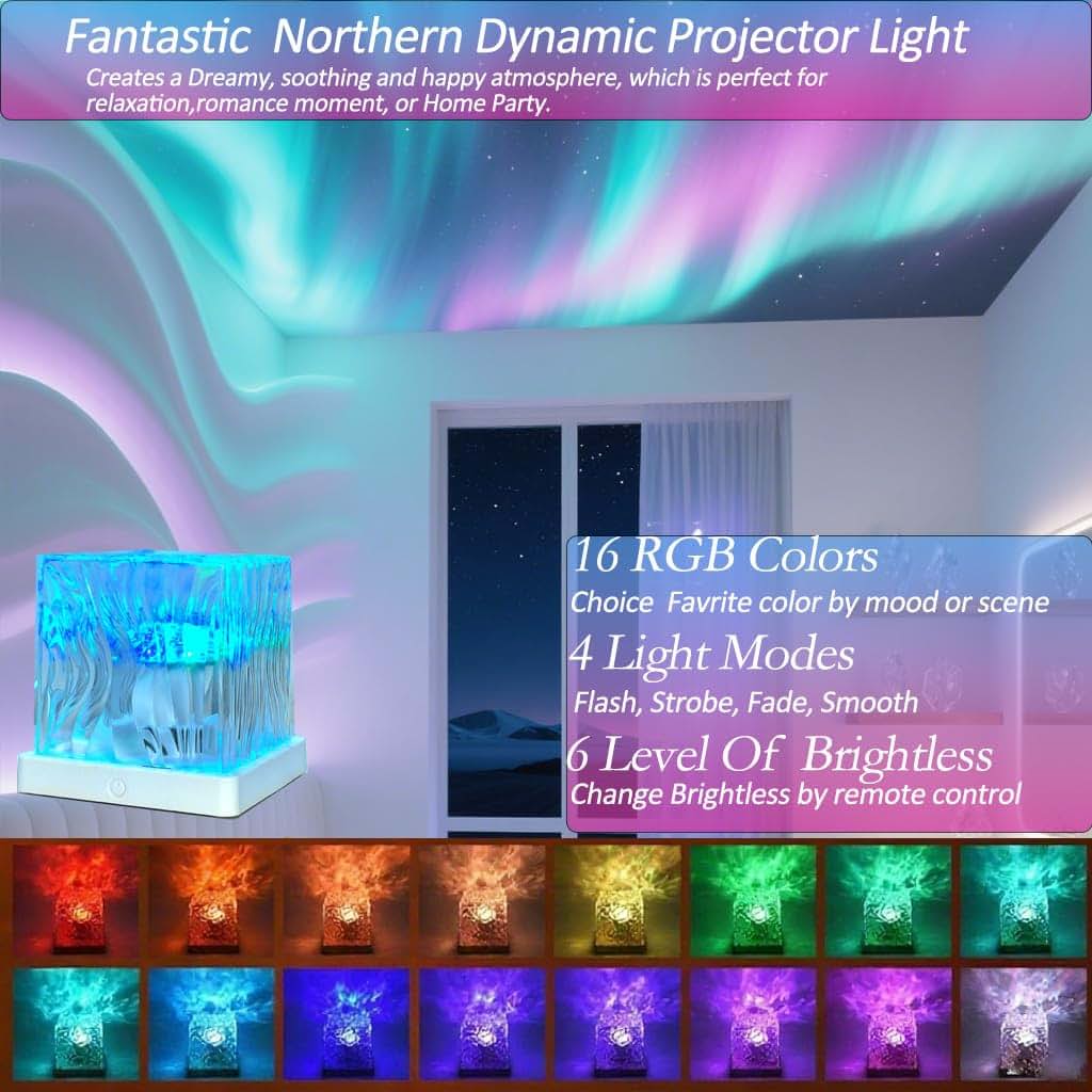Northern Lights Galaxy Projector - 360 Degree Cube Ambient Light