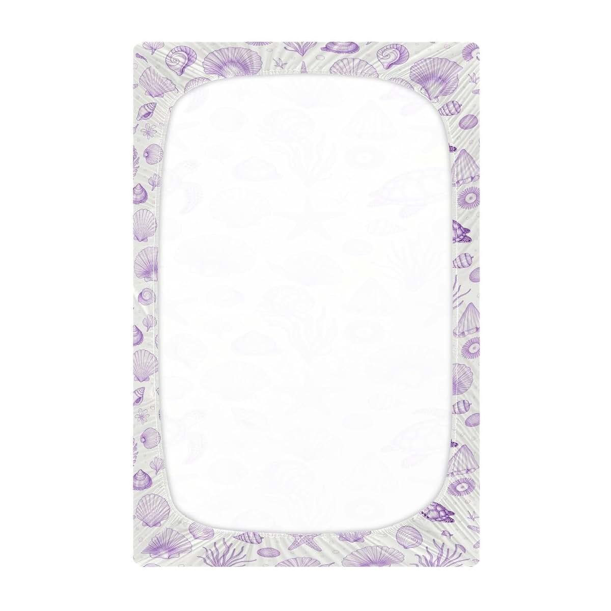 decor gift Muslin Fitted Crib Sheet Coastal Beach Summer Purple Ocean Seashell Bedding for boy 39''x 27'' (photo 3)