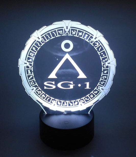 WS Designs Star Gate SG1 6" Tall Gateway Engraved 3D Effect Acrylic LED Desk Top Night Lamp