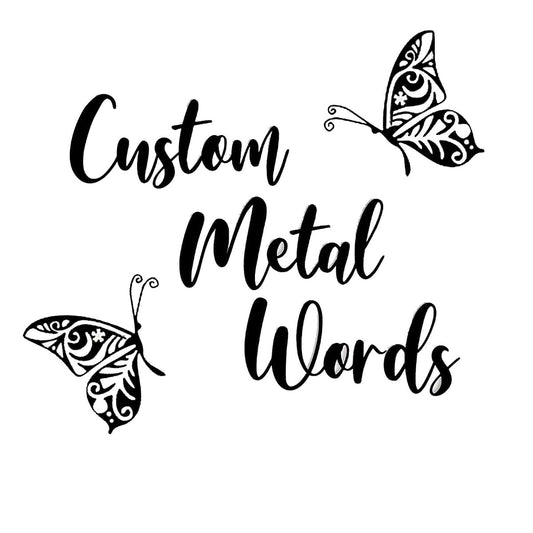 efcustomgifts Customized Metal Words and 2 Butterfly Wall Decor, Baby Name Signs for Nursery, Personalized Metal Words