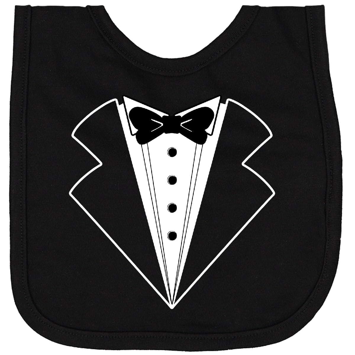 Inktastic Tuxedo with Bow Tie Newborn Bib - 100% Combed Ringspun Cotton Jersey