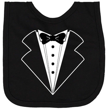 Inktastic Tuxedo with Bow Tie Newborn Bib - 100% Combed Ringspun Cotton Jersey