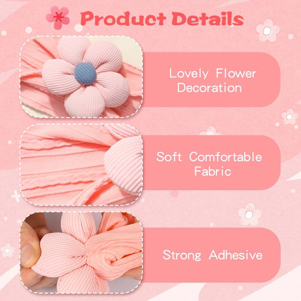 5 Pcs Baby Flower Headbands Set - Soft Nylon Hair Accessories for Newborn Girls