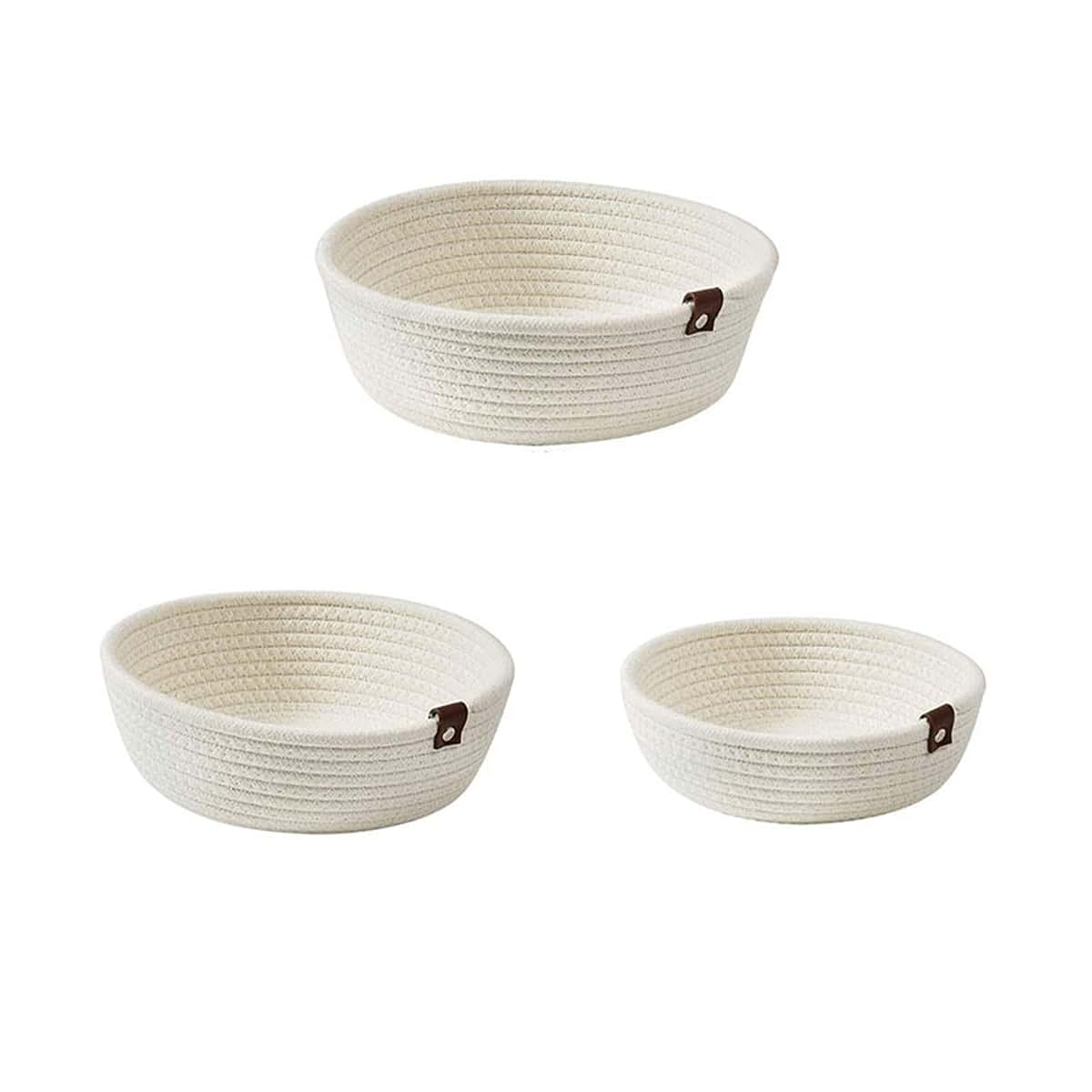Gsycle 3-Piece Small Woven Cotton Rope Storage Basket Set