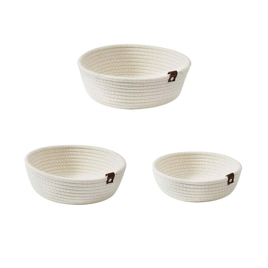 Gsycle 3-Piece Small Woven Cotton Rope Storage Basket Set