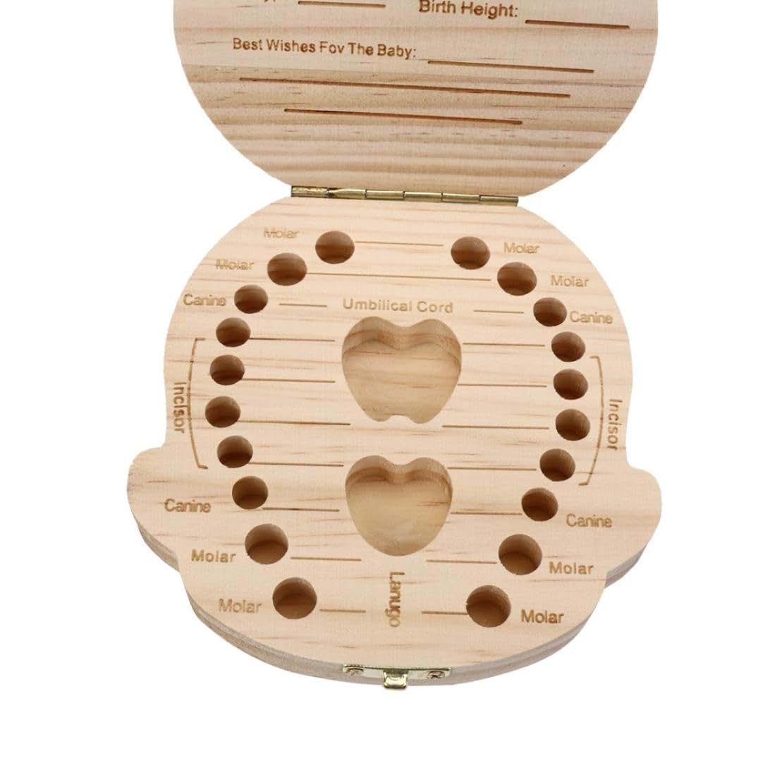 Gbell Baby Teeth Box, Wood Organizer StorageTeeth Save Box for Toddler Infant Newborn Baby Boy&Girl (B) (photo 3)