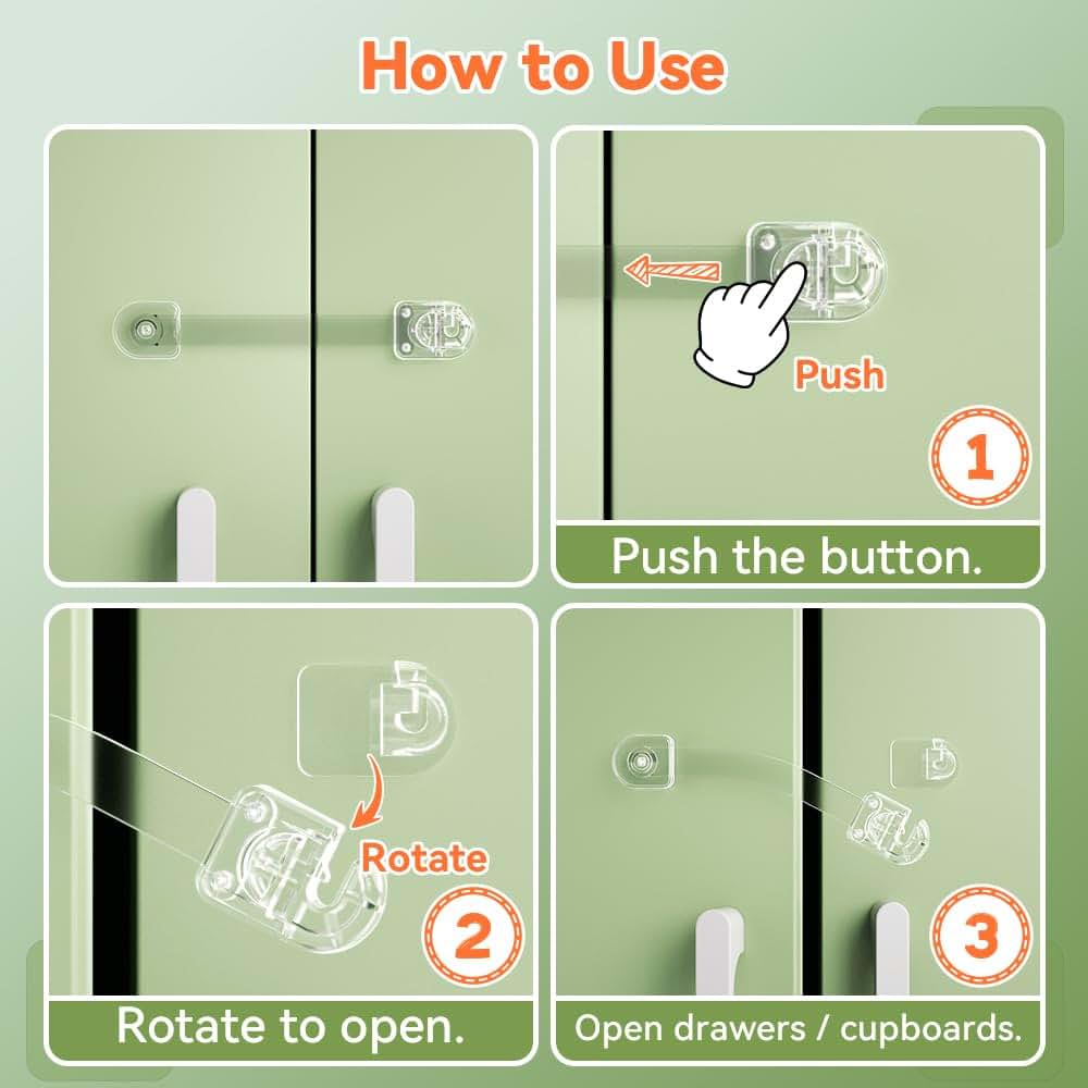 Clear Multi-Function Cabinet Locks for Drawers, Fridges & Cabinets (2 Pcs)