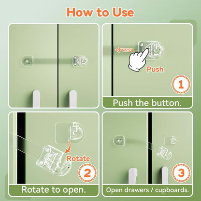 Clear Multi-Function Cabinet Locks for Drawers, Fridges & Cabinets (2 Pcs)