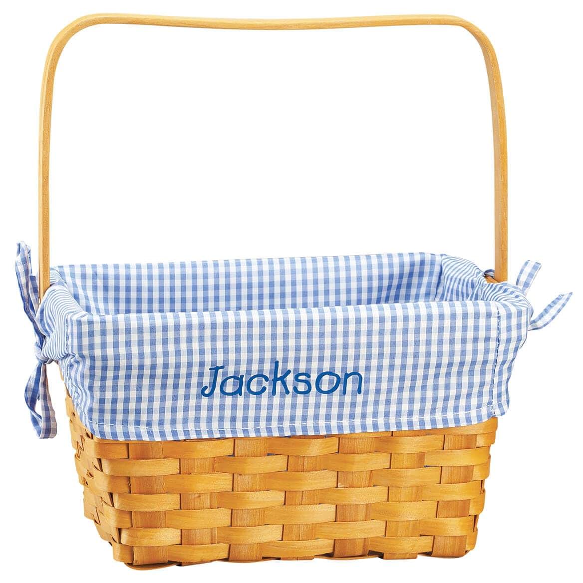 Fox Valley Traders Custom Blue Gingham Wicker Easter Basket, Easter