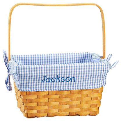 Fox Valley Traders Custom Blue Gingham Wicker Easter Basket, Easter