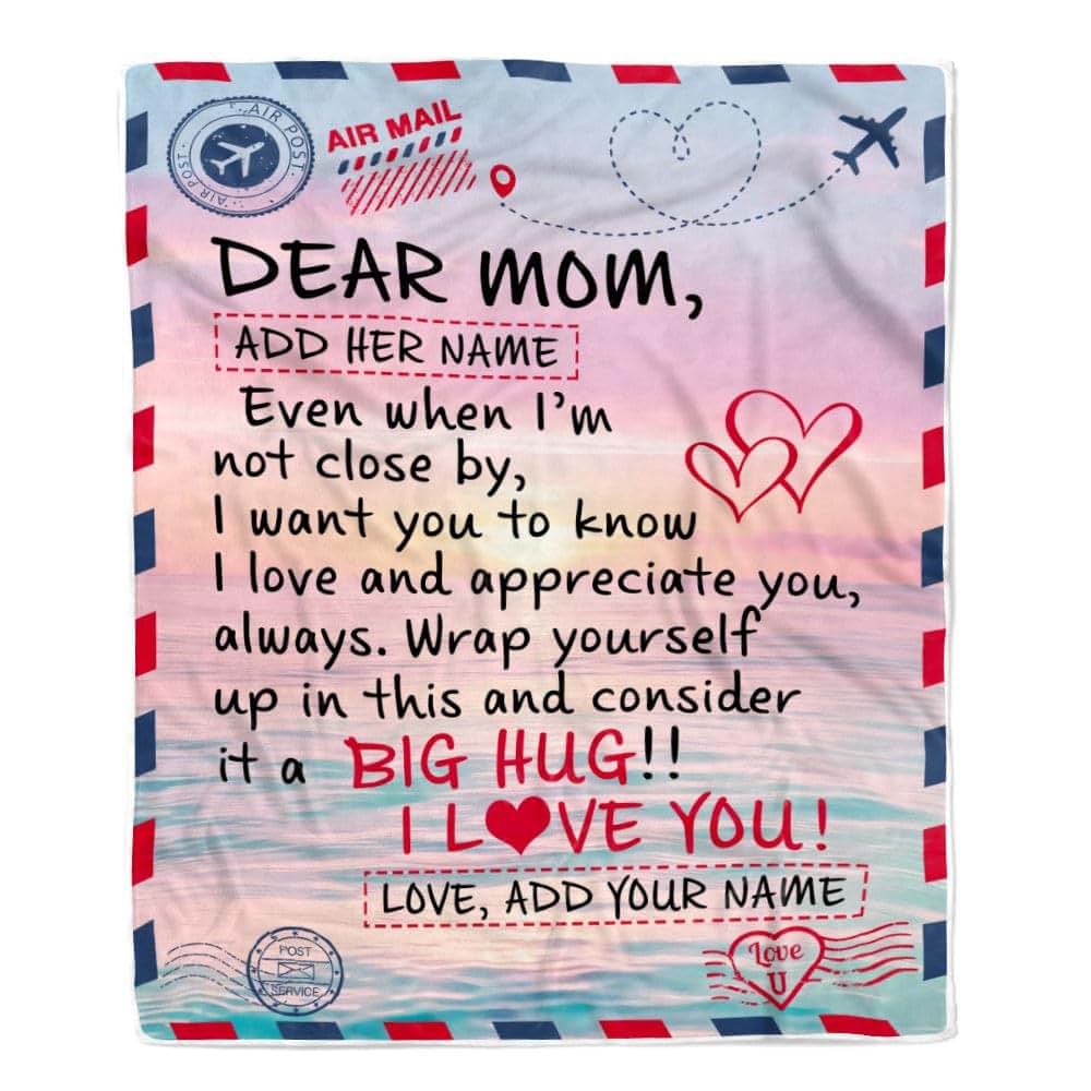 TeesReal Personalized to My Mom Blanket from Daughter Son Children Letter Mail to Mom Gifts Happy Birthday Gifts Mommy