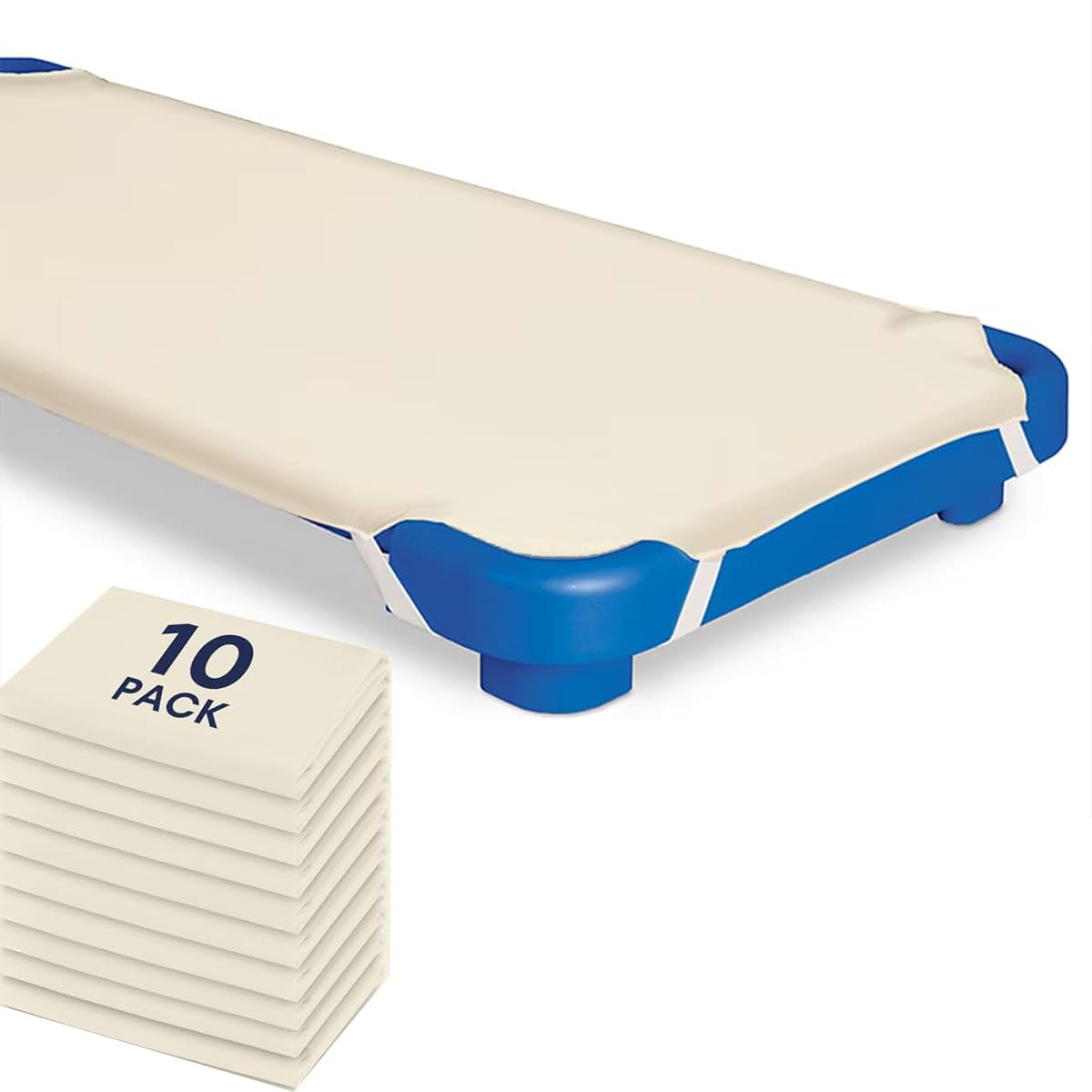Peace Sleep Bedding Daycare Cot Sheets 10-Pack, 22"x40", Ivory