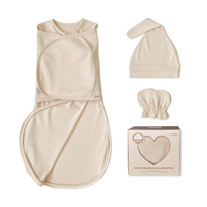 Blesbibi 0‑3M Newborn Bamboo Rayon Swaddle Gift Set, Hat & Anti‑Scratch Mittens