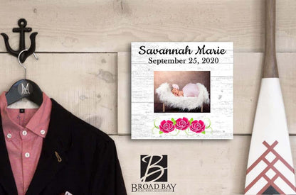 Broad Bay Personalized New Baby Girl Birth Gift Picture Frame Alternative