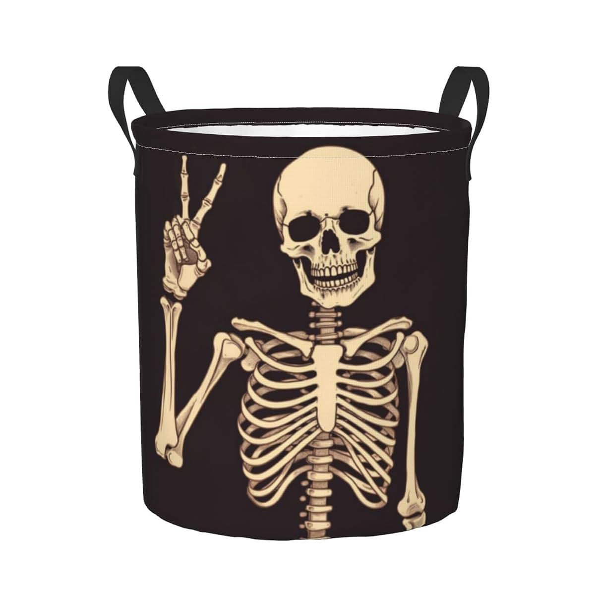 Foruidea Rock And Roll Skull Skeleton Laundry Hamper Storage Basket