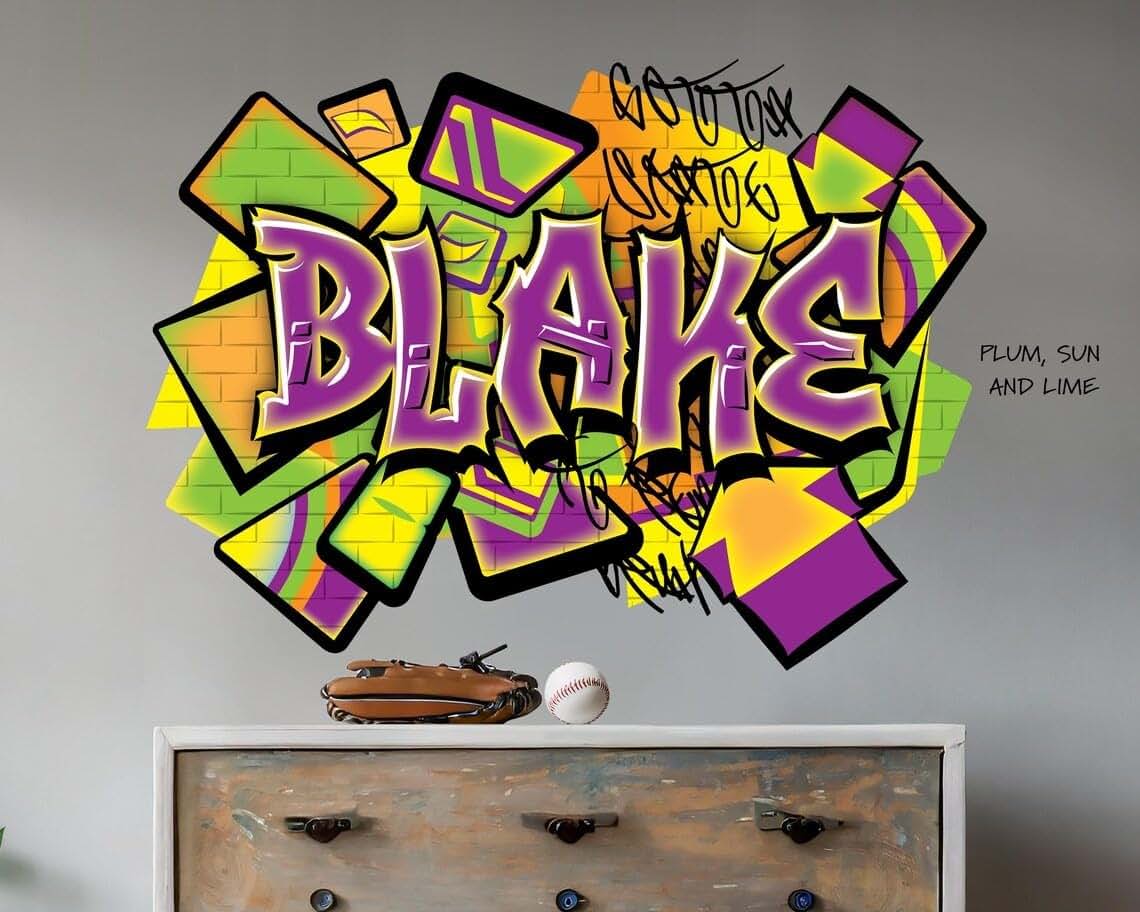 LccSt Personalized Graffiti Style Wall Decal - Custom Name Sticker for Kids Room, Nursery Decor - Personalised Art