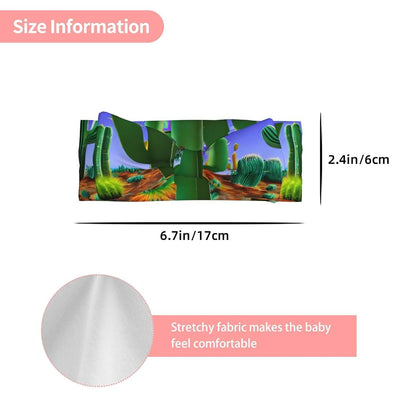 BaerK Soft Bows Baby Headband – Cute Cactus Desert Print for Newborns, Infants & Toddlers – Perfect Full Moon Gift (photo 3)