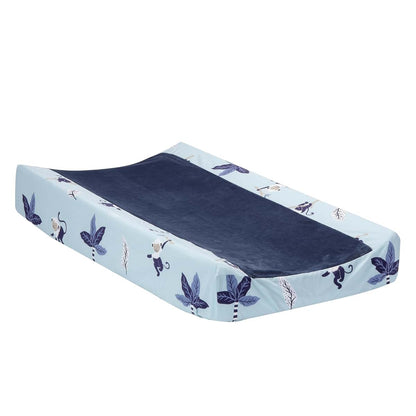 Jungle Party Blue Monkey Changing Pad Cover for Babies