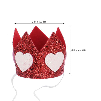 KALLORY Baby Crown Headband Red Heart Shape Elastic Hairband for Parties and Photo Props