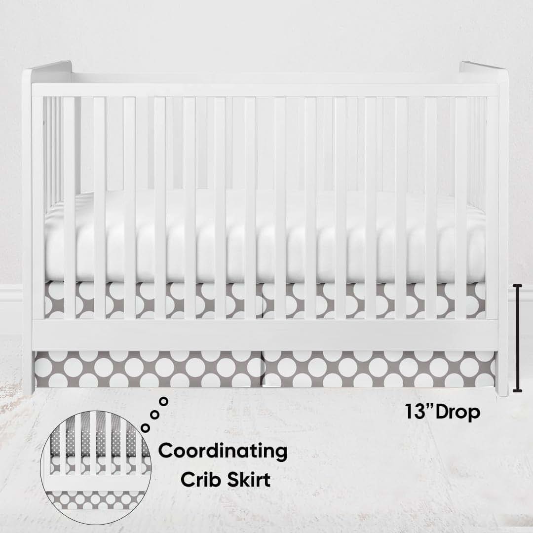Bacati Mix N Match Large Dots Crib and Toddler Bed Skirt in Grey (photo 4)