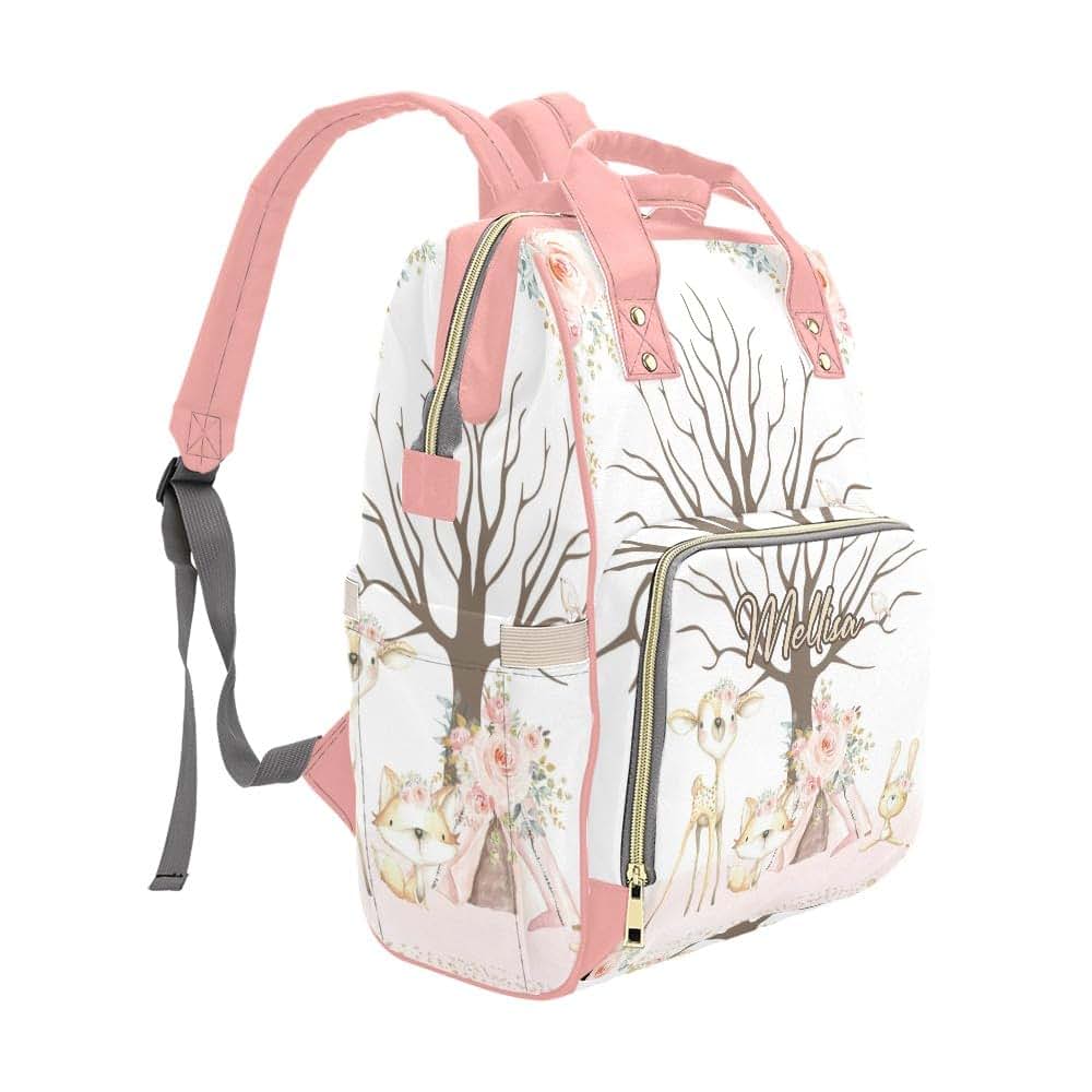 YallLocoMo Personalized Diaper Bag Backpack Name Girl Woodland Birthday Multifunction Travel Backpack Nappy Bag Daypack (photo 3)