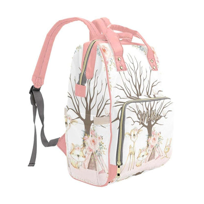 YallLocoMo Personalized Diaper Bag Backpack Name Girl Woodland Birthday Multifunction Travel Backpack Nappy Bag Daypack (photo 3)