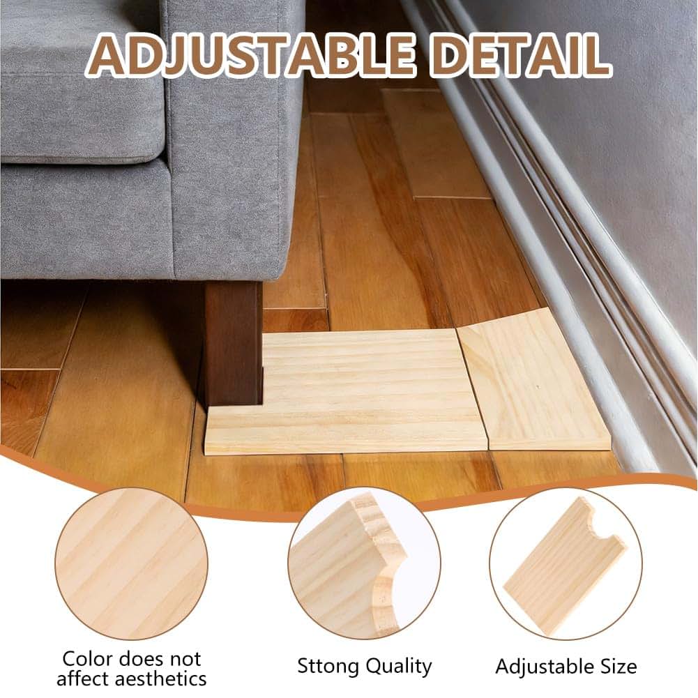 Wooden Couch Wall Stoppers 2 Pack, Adjustable Furniture Wall Protectors (Square)