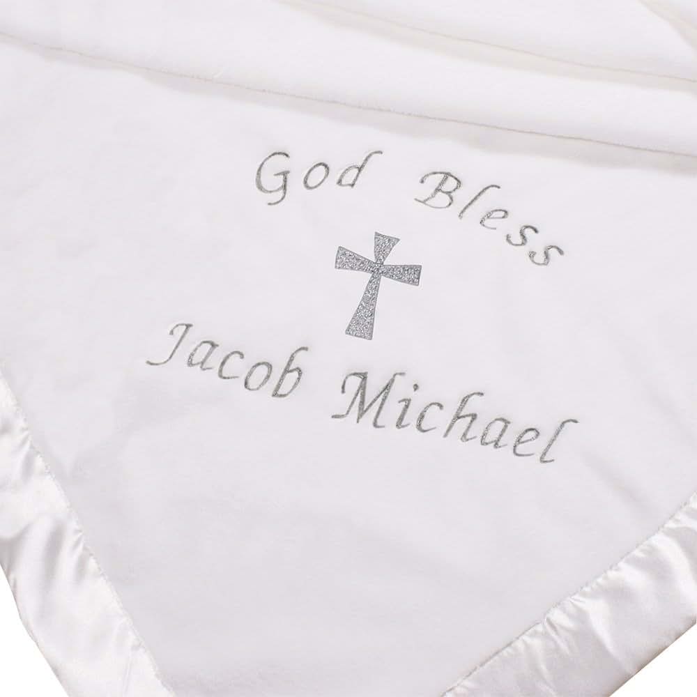 GiftsForYouNow Embroidered Christening Blanket