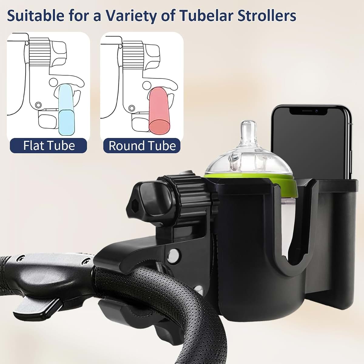 UMBEIBEI Universal Stroller Cup Holder with Phone Holder