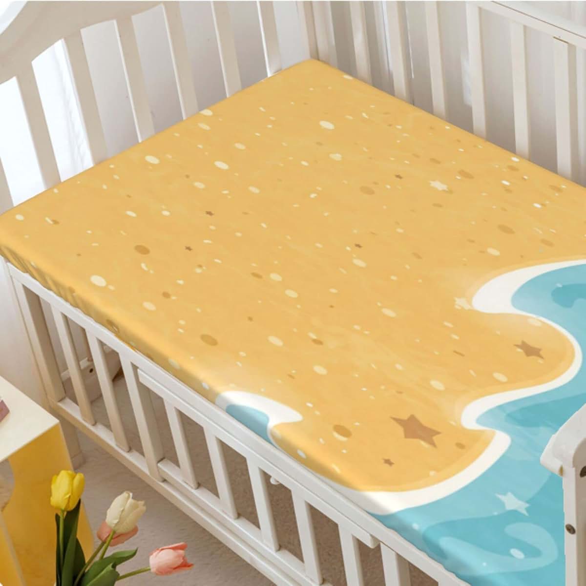 Beach Themed Fitted Mini Crib Sheets for Pack N Play Mattresses