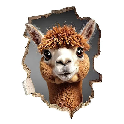 3D Alpaca Vinyl Wall Decals, Waterproof 2-Pack for Bedroom Decor